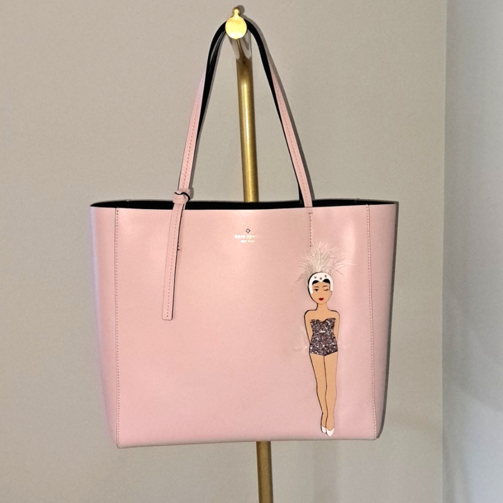 Kate Spade 100% Leather Showgirl Ballerina Light Pink Spacious Open Tote